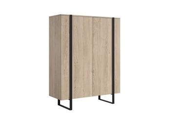 Komoda vysoká Verica 120 cm dvojdverová - Dub biszkoptowy / čierny nozki