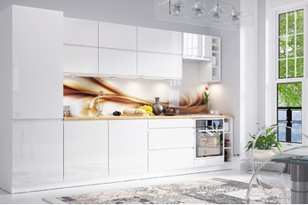 Komplet nábytku kuchennych Aspen 340cm z cokolem - bílý lesk