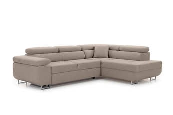 Rohová sedací souprava Annabelle L rozkládací pravá - béžová welwet Letto 11 / Nohy chromowane 