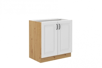 skříňka kuchyňská spodní Estella 80D dvoudveřová - bílý mat / dub artisan
