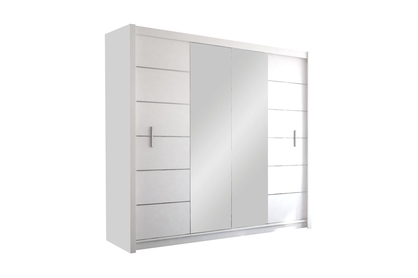 Skříň s posuvnými dveřmi se zrcadlem Lisabon II 203 cm - Bílá