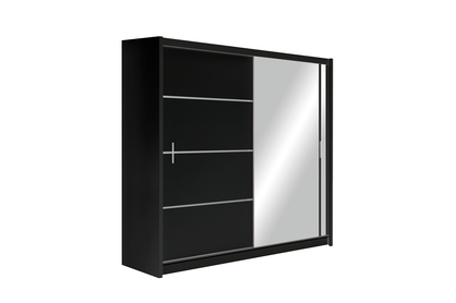 Skříň s posuvnými dveřmi se zrcadlem Vista 203 cm - Černý mat