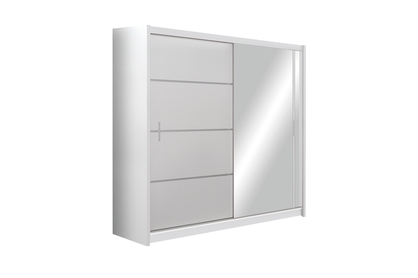 Skříň s posuvnými dveřmi se zrcadlem Vista 203 cm - Bílý mat