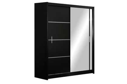 Skriňa s posuvnými dverami z zrkadlom Vista 150 cm - čierny mat