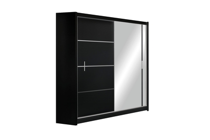 Skriňa s posuvnými dverami z zrkadlom Vista 180 cm - čierny mat