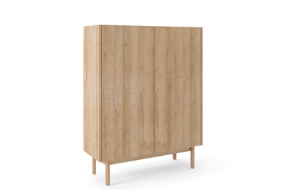 Moderní komoda Landia 97 cm dvoudveřová - dub riviera / bílý mramor