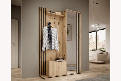 Předsíňová stěna Neria - dub artisan / černá