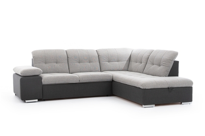 Palermo L sarok kanapé, alvó funkcióval, jobb oldali - szürke, fekete