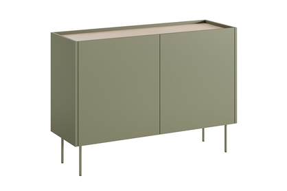 Komoda Desin 120 cm s kovovými nohami - olivová / dub nagano
