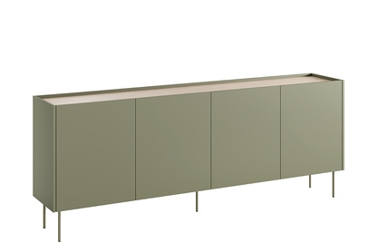 Moderní komoda Desin 220 cm čtyřdveřová - olivová / dub nagano