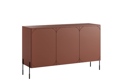 Trojdverová komoda Sonatia 150 cm - burgund / čierne nohy