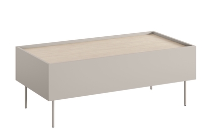 Kávový stolík Desin 120 cm so zásuvkami a kovovými nohami - kasmír / dub Nagano