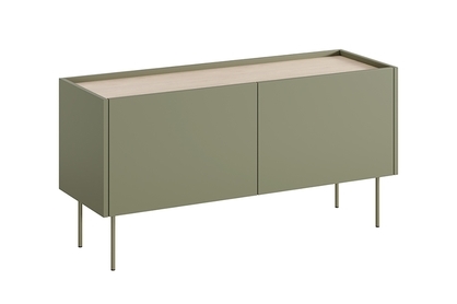 RTV skrinka Desin 120 cm s kovovými nohami - olivový / dub nagano