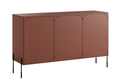 Trojdverová komoda Sonatia 150 cm s dvoma skrytými zásuvkami - burgund / čierne nohy