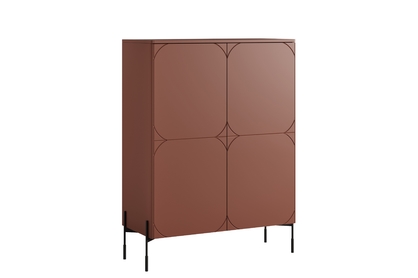 Vysoká komoda Sonatia 120 cm dvojdverová s dvoma skrytými zásuvkami - burgund