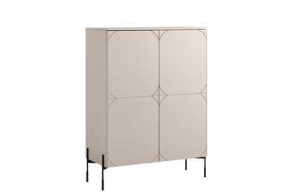 Vysoká komoda Sonatia 120 cm s dvoma dverami a dvoma skrytými zásuvkami - kasmír