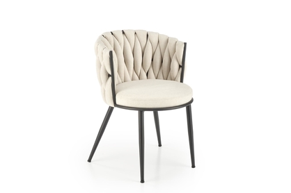 Čalouněná jídelní židle Verosa - světle béžová / černé nohy