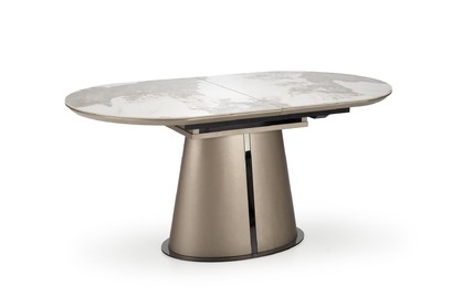ROBINSON Rozkladací stôl, béžový mramor / cappuccino / Čierny