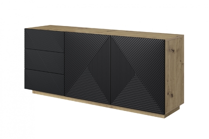 Komoda Asha 167 cm na sokli - artisan / čierny mat