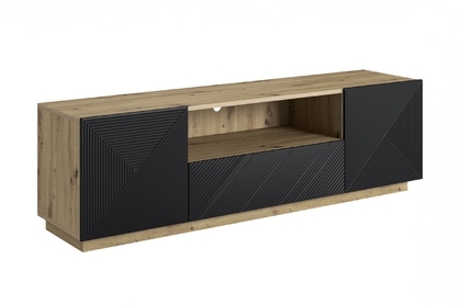 RTV skrinka Asha 167 cm so zásuvkou a otvorom - dub artisan / čierny mat