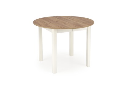 RINGO asztal - asztallap: kézműves  tölgyfa, lábak - fehér (102-142x102x76 cm) (2p=1db) 