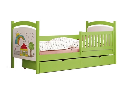 Posteľ dzieciece drevená z tablica suchoscieralna Amely 80x190 - Limetka - Koncovka Série