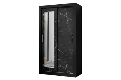 Skříň s posuvnými dveřmi dvoudveřová se zrcadlem In Box 120 - Černý / royal black