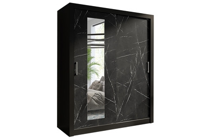 Skříň s posuvnými dveřmi dvoudveřová se zrcadlem In Box 180 - Černý / royal black