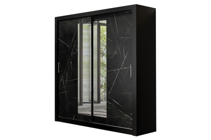 Skříň s posuvnými dveřmi dvoudveřová se zrcadlem In Box 200 - Černý / royal black