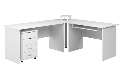 Rohový psací stůl s úložným prostorem BK53N Bílý Arktický