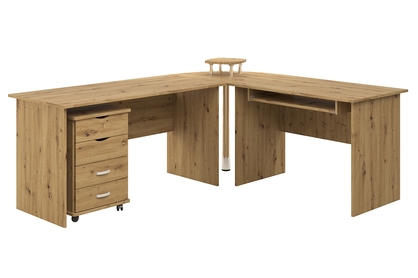 Rohový psací stůl s úložným prostorem BK53N Dub Artisan
