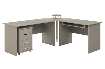Rohový psací stůl s úložným prostorem BK53N šedý platinový