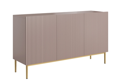 Antická ružová komoda Nicole 150 cm s tromi dverami - zlaté nožičky