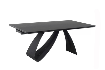 Rozkladací stôl Aleniro 160-240x90 cm - čierny mramor / čierny