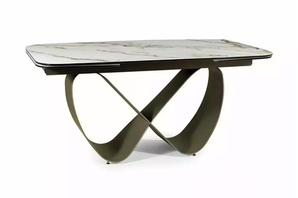 Rozkladací stôl Elunari 160-240x90 cm - mramor amber bianco / matná meď