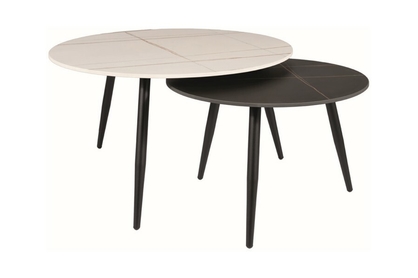 Sada konferenčních stolků Kora B - bílá / černá / mramor / černý mat