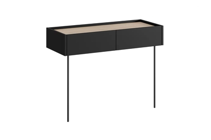 Toaletný stolík Desin 100 cm so zásuvkami a kovovými nohami - čierny mat / dub nagano