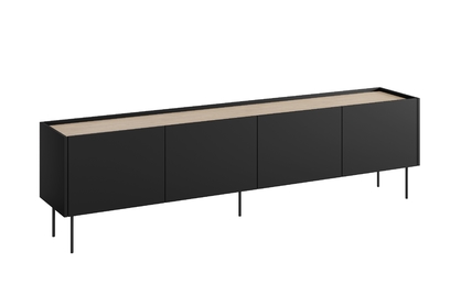 TV stolek Desin 220 cm se 2 skrytými zásuvkami - černý mat / dub nagano