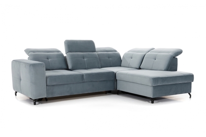Set canapea de colț cu funcție de dormit Belavio L Dreapta - Albastru țesătură de acoperire Evita 09