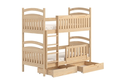 Dřevěná patrová postel Amely - Barva Borovice, rozměr 70x140