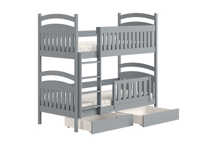 Dřevěná patrová postel Amely - Barva šedý, rozměr 70x140