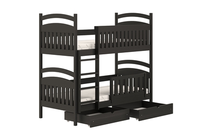 Amely háromszemélyes emeletes ágy - fekete, Méret 80x200