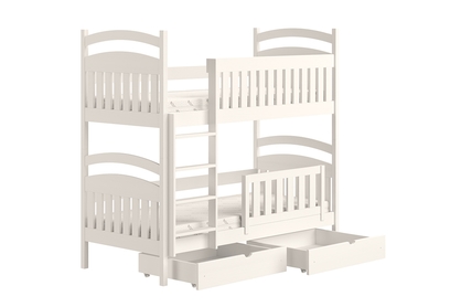 Dřevěná patrová postel Amely - Barva Bílý, rozměr 80x180