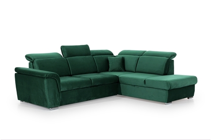 Canapea de colț cu funcție de dormit Milanos L II Dreapta - Verde Monolit 37