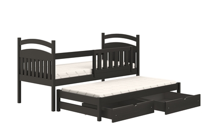 postel dětské přízemní výsuvná Amely - Barva Černý, rozměr 80x160