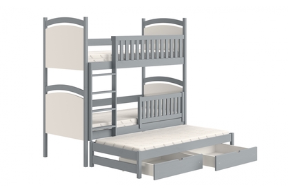 Amely kihúzható emeletes ágy, rajztáblával - szürke, 80x160 