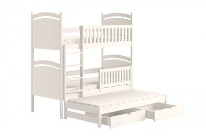 Amely kihúzható emeletes ágy, rajztáblával - fehér, 80x180