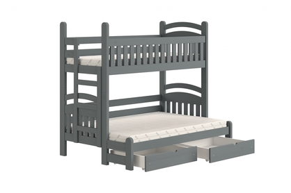 Amely Maxi emeletes ágy, bal oldal - grafitszürke, 80x200/140x200