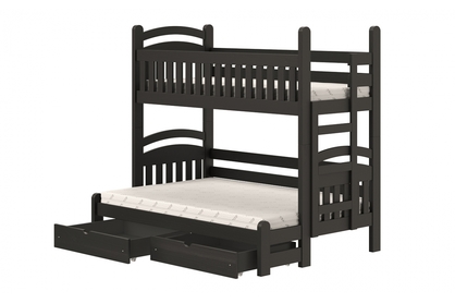 Amely Maxi emeletes ágy, jobb oldal - fekete, 80x200/140x200