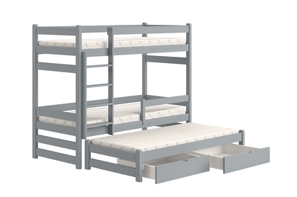 Detská posteľ poschodová s výsuvným lôžkom Alis PPV 018 - šedý, 90x200